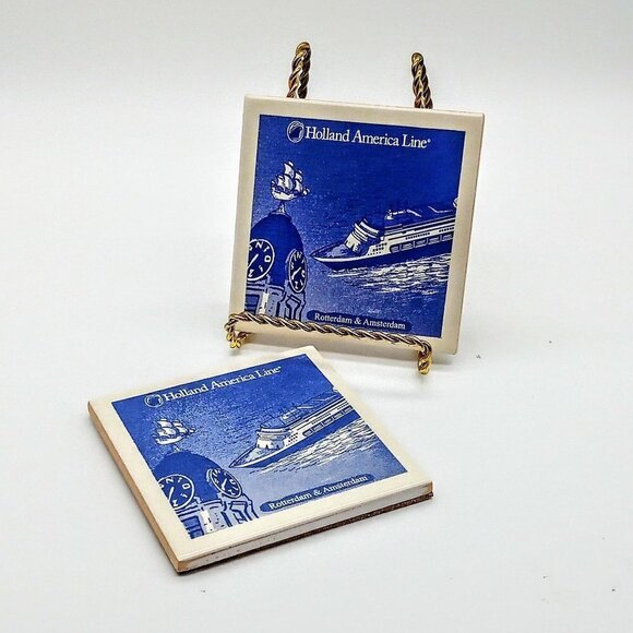 Holland America Lines Ceramic Cork Coasters NIB - Picture 2 of 5